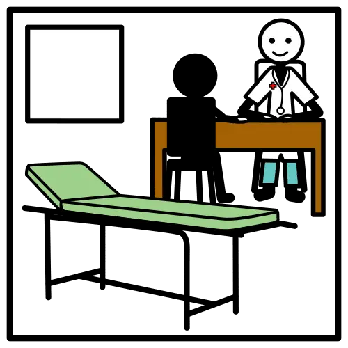 Consulta médica en camilla