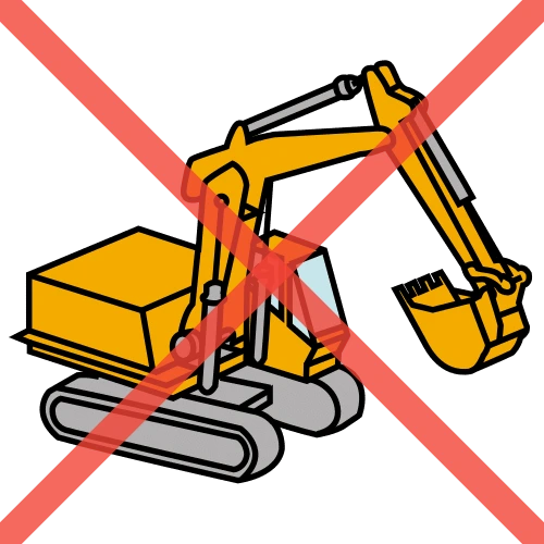 Pictograma: no excavadora